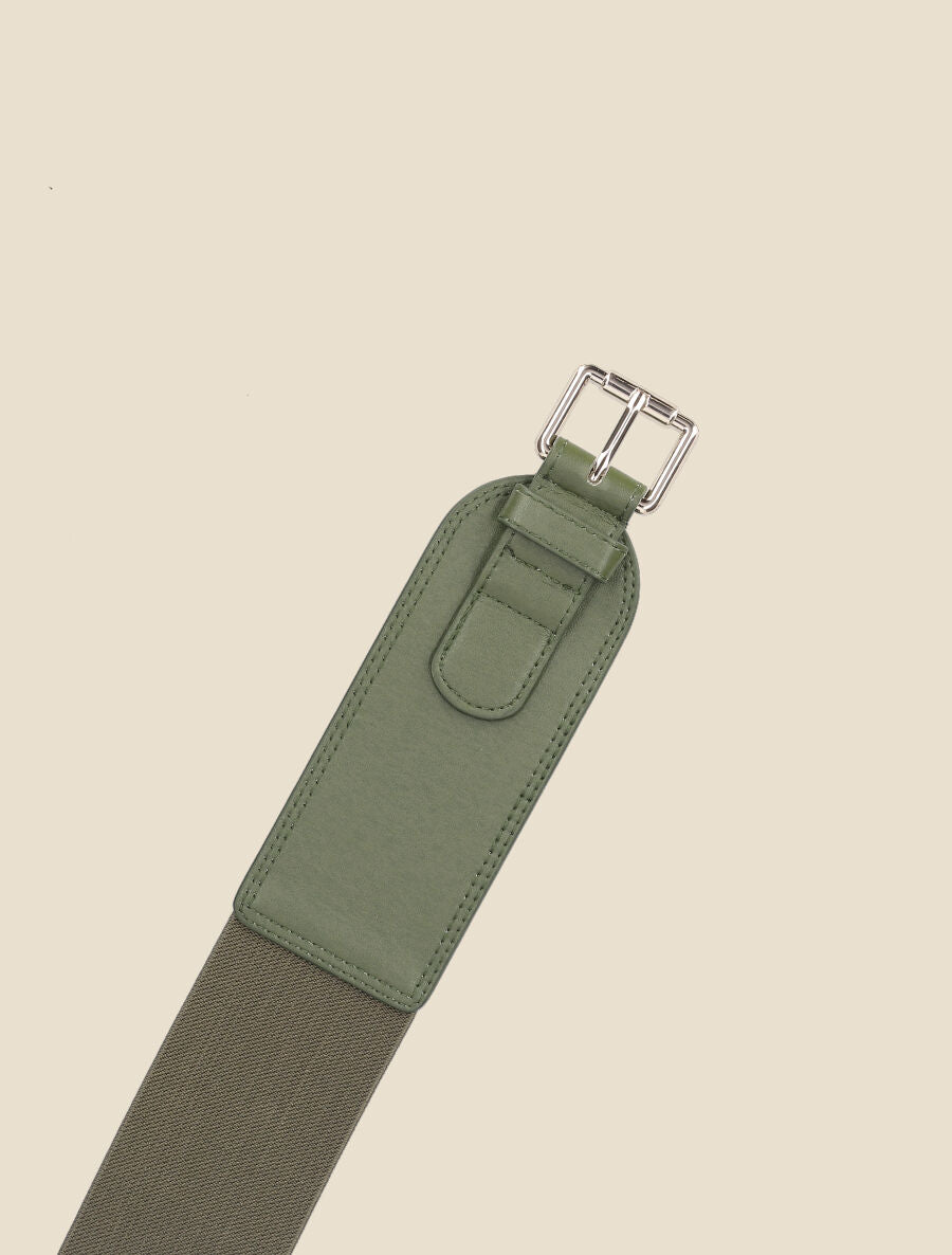 Ceinture stretch à petite boucle métallique - Kaki - 2