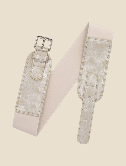 Ceinture stretch à petite boucle métallique - Or - 3
