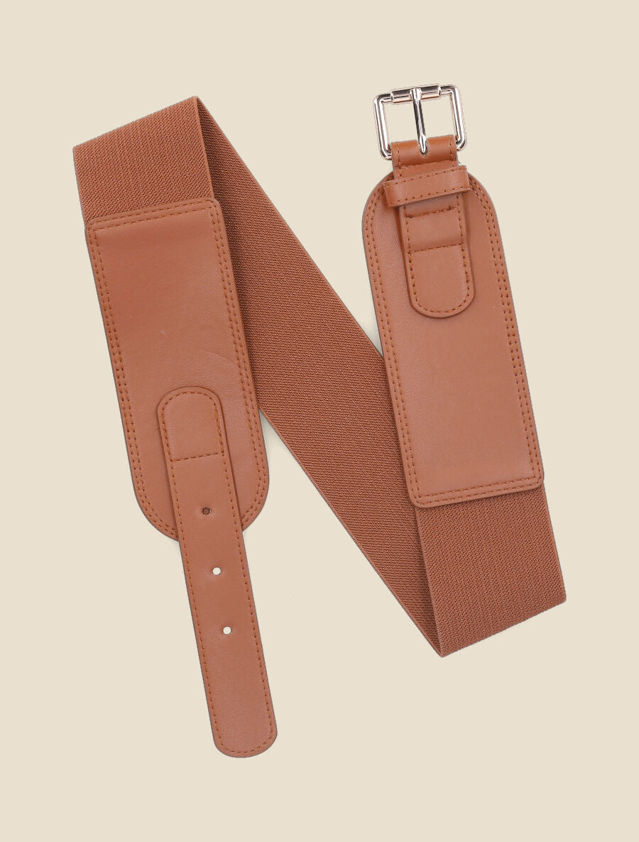 Ceinture stretch à petite boucle métallique - Camel - 3