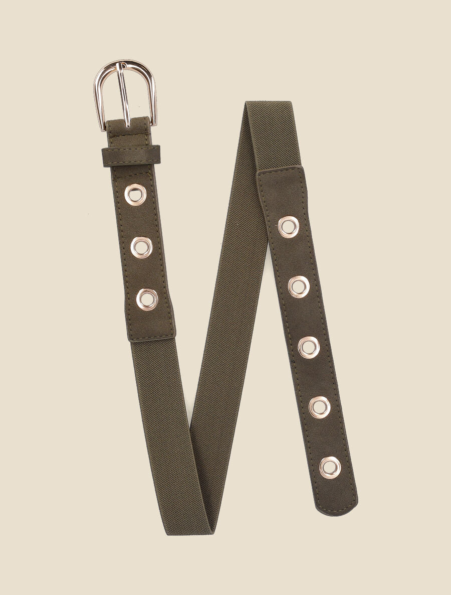 Ceinture à anneaux métalliques - Kaki - 3