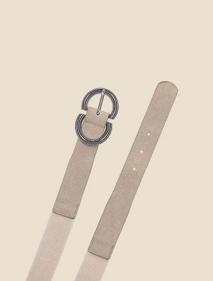 Ceinture à double boucles striées - Beige - 2