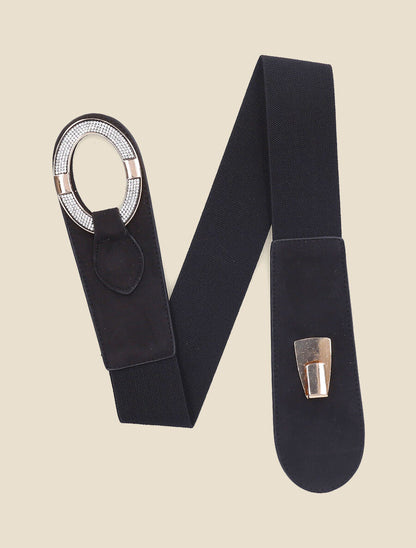 Ceinture en suédine à strass - Noir - 3