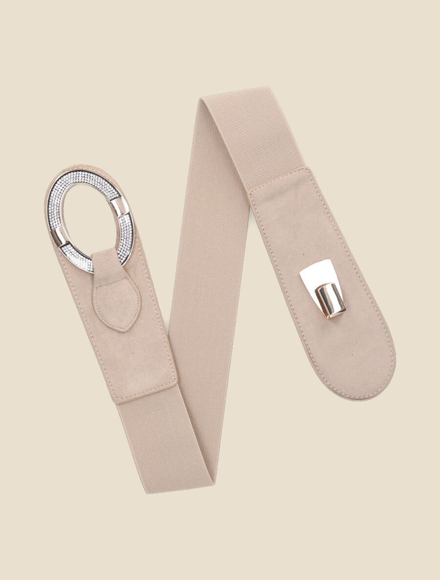Ceinture en suédine à strass - Beige - 1