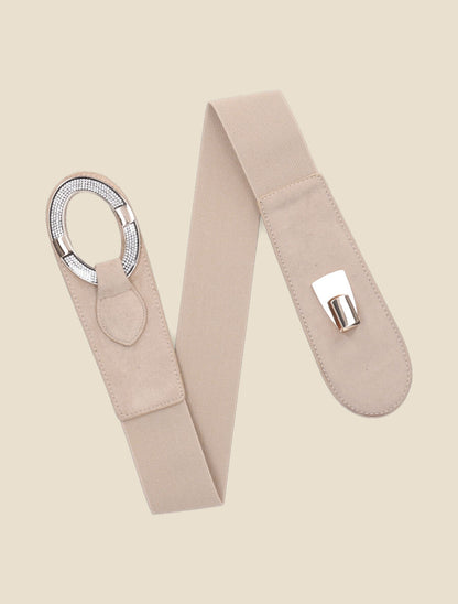 Ceinture en suédine à strass - Beige - 1