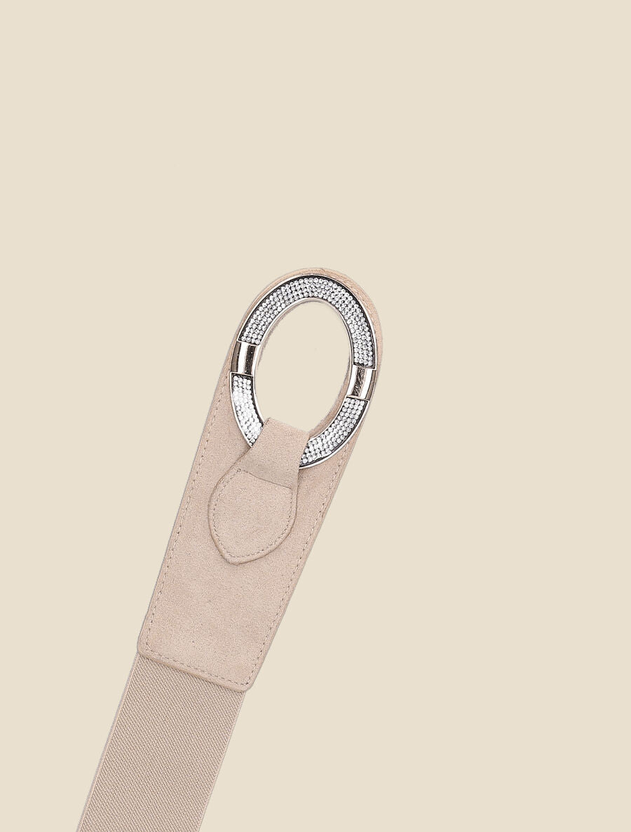 Ceinture en suédine à strass - Beige - 2