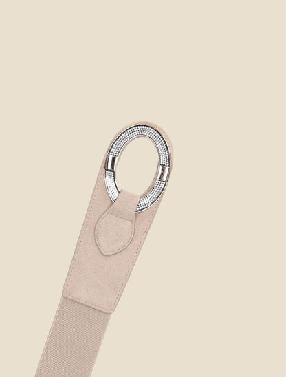 Ceinture en suédine à strass - Beige - 2