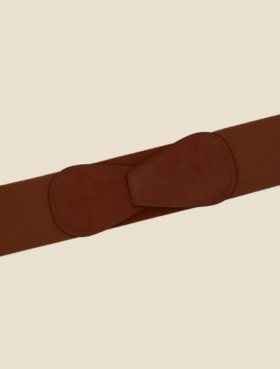 Ceinture unie élastiquée à crochet - Marron - 2