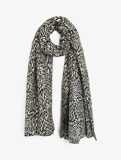 Foulard à imprimé feuilles irisées - Beige - 4