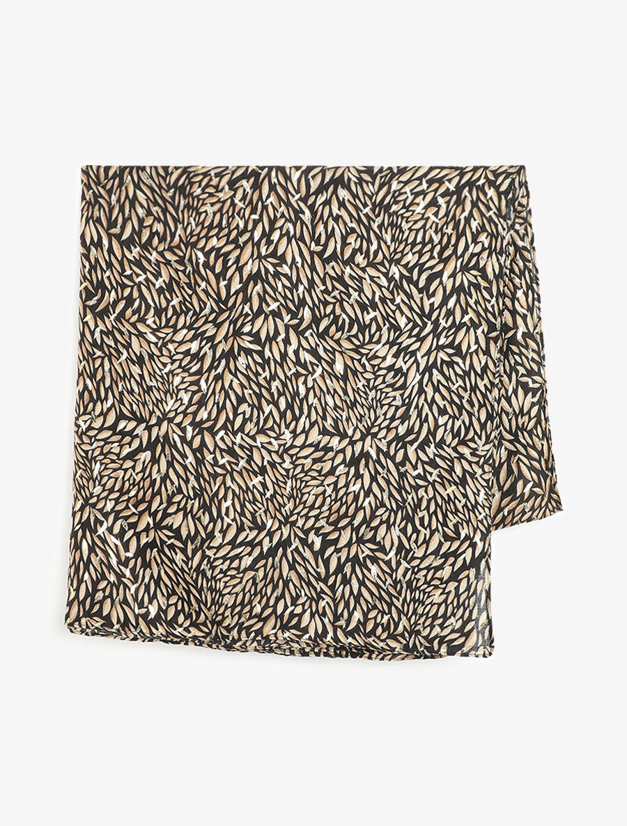 Foulard à imprimé feuilles irisées - Camel - 2
