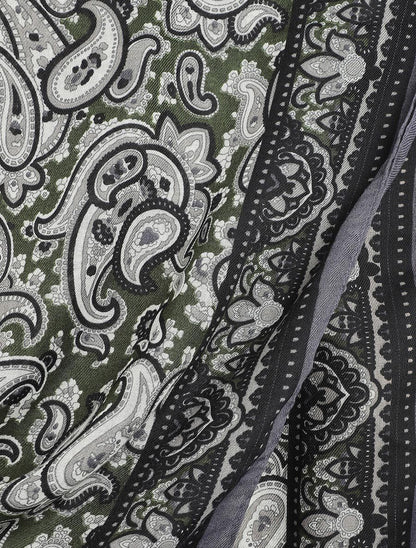Foulard effiloché à imprimé cachemire - Kaki - 3