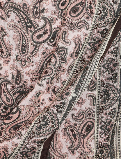 Foulard effiloché à imprimé cachemire - Rose - 3