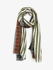 Foulard effiloché à imprimé graphique - Kaki - 1
