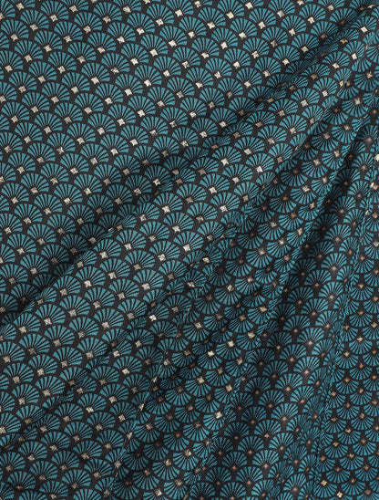 Foulard à imprimé ethnique et pampilles - Bleu canard - 3