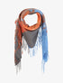 Echarpe carrée à imprimé tie and dye et bords à franges - Bleu - 1