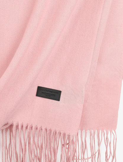 Echarpe en laine mélangée à bords frangés - Rose - 3