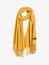 Echarpe en laine mélangée à bords frangés - Jaune moutarde - 1