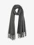 Echarpe en laine mélangée à bords frangés - Gris foncé - 1