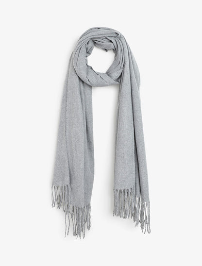 Echarpe en laine mélangée - Gris clair - 1