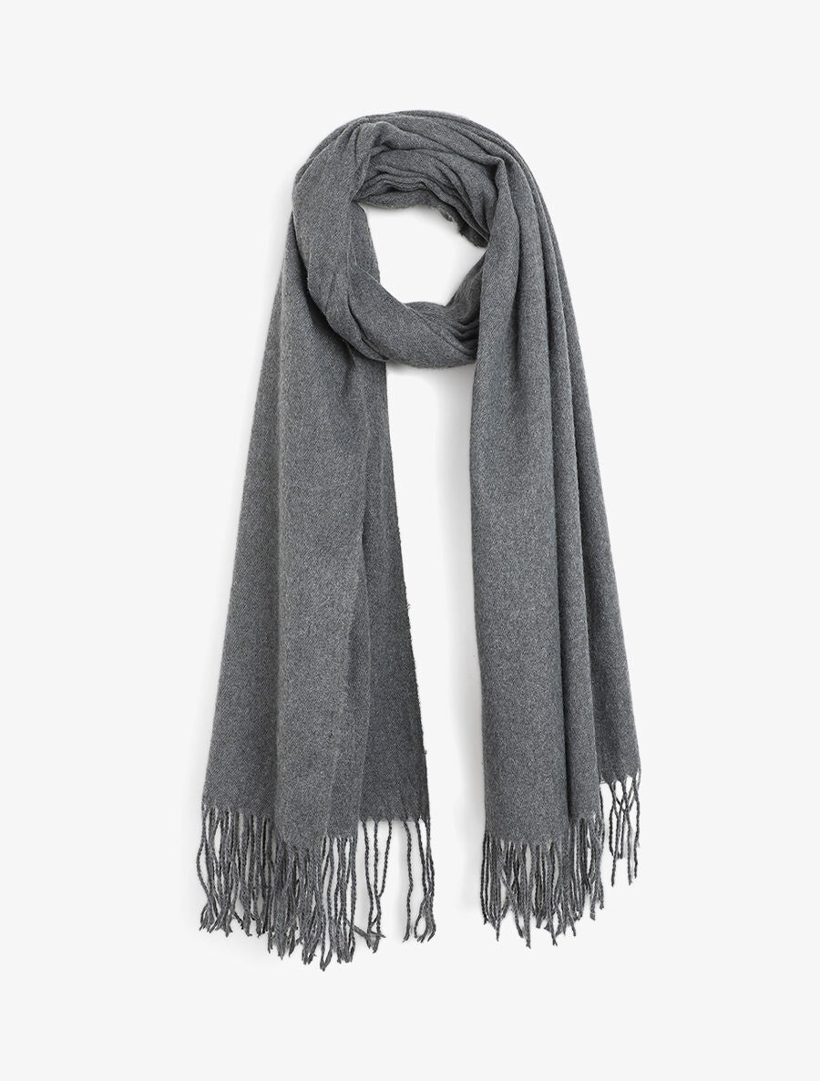 Echarpe en laine mélangée - Gris foncé - 4