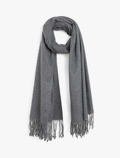 Echarpe en laine mélangée - Gris foncé - 4