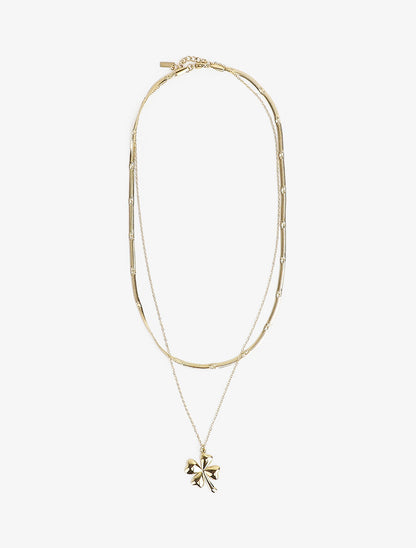 Collier double rangs à pendentif trèfle - Or - 3