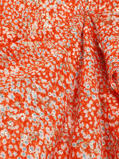 Foulard à petites fleurs irisées - Orange - 3