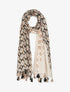 Foulard à pompons imprimé fantaisie - Beige - 1