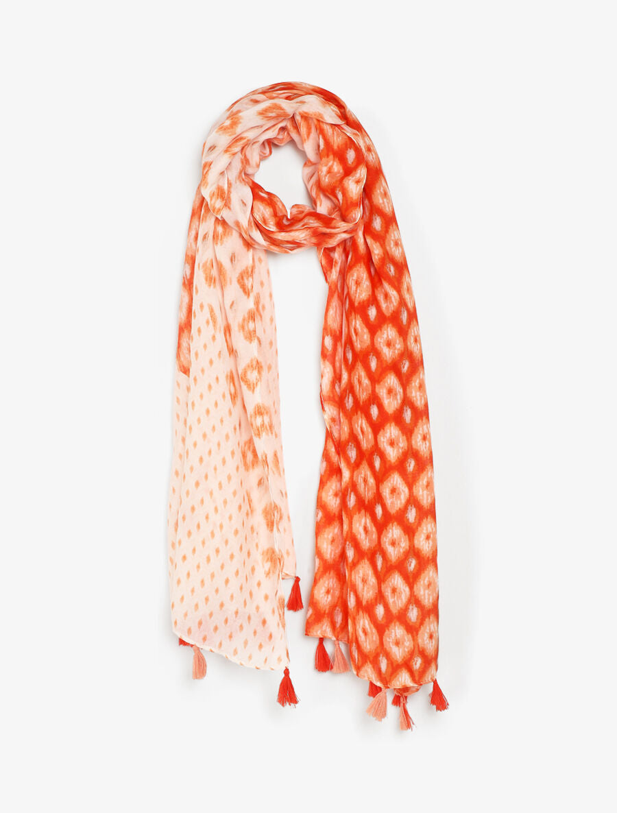 Foulard à pompons imprimé fantaisie - Orange - 1