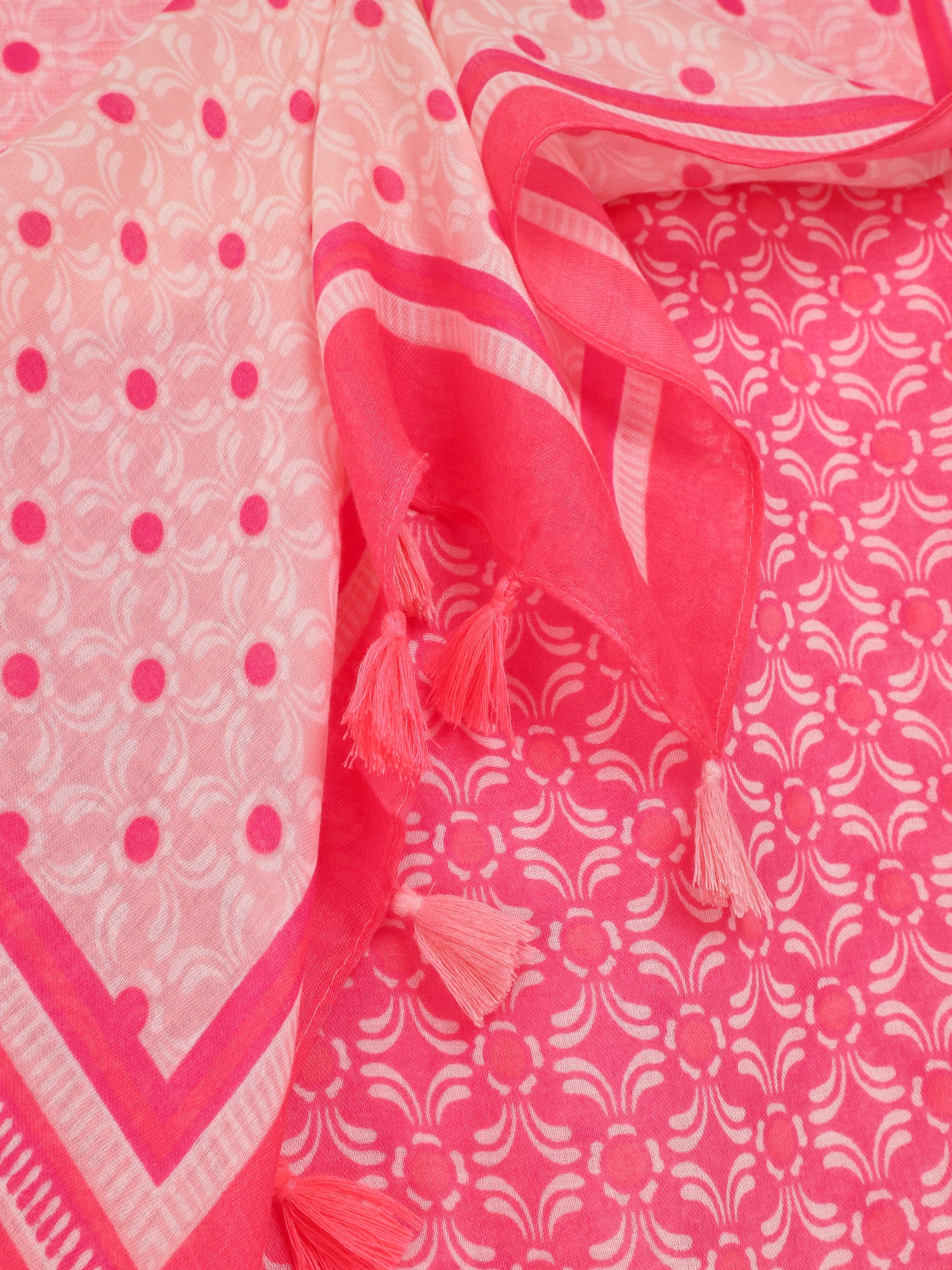 Foulard à pompons imprimé graphique - Fuschia - 3