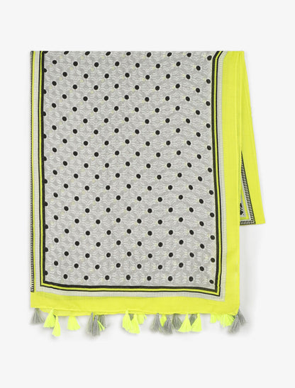 Foulard à pompons imprimé graphique - Noir - 2