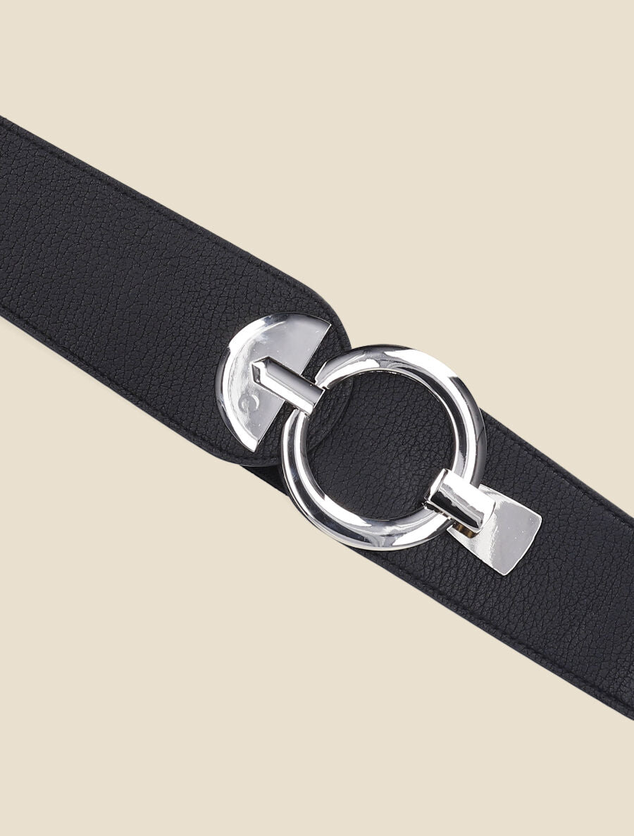 Ceinture bi-matière à boucle ronde - Noir - 2
