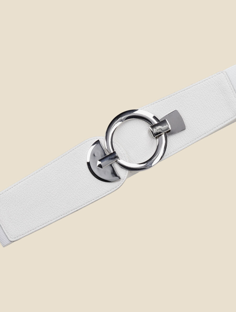 Ceinture bi-matière à boucle ronde - Blanc - 2