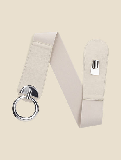 Ceinture bi-matière à boucle ronde - Beige - 1