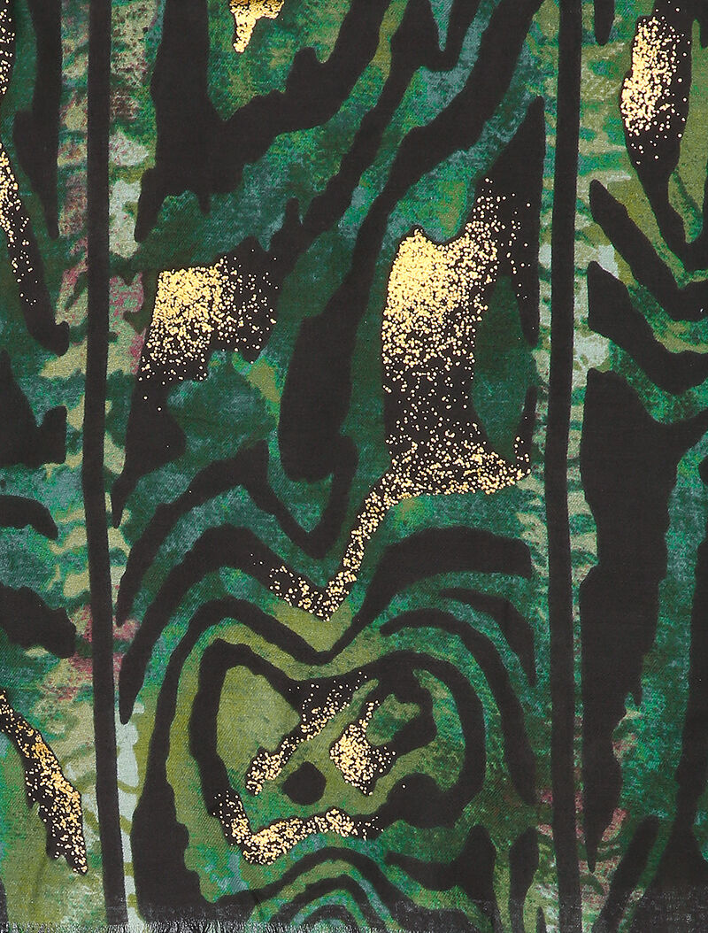 Foulard à imprimé zèbre stylisé et lamé - Vert - 2