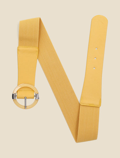Ceinture élastiquée à boucle ronde - Jaune - 1