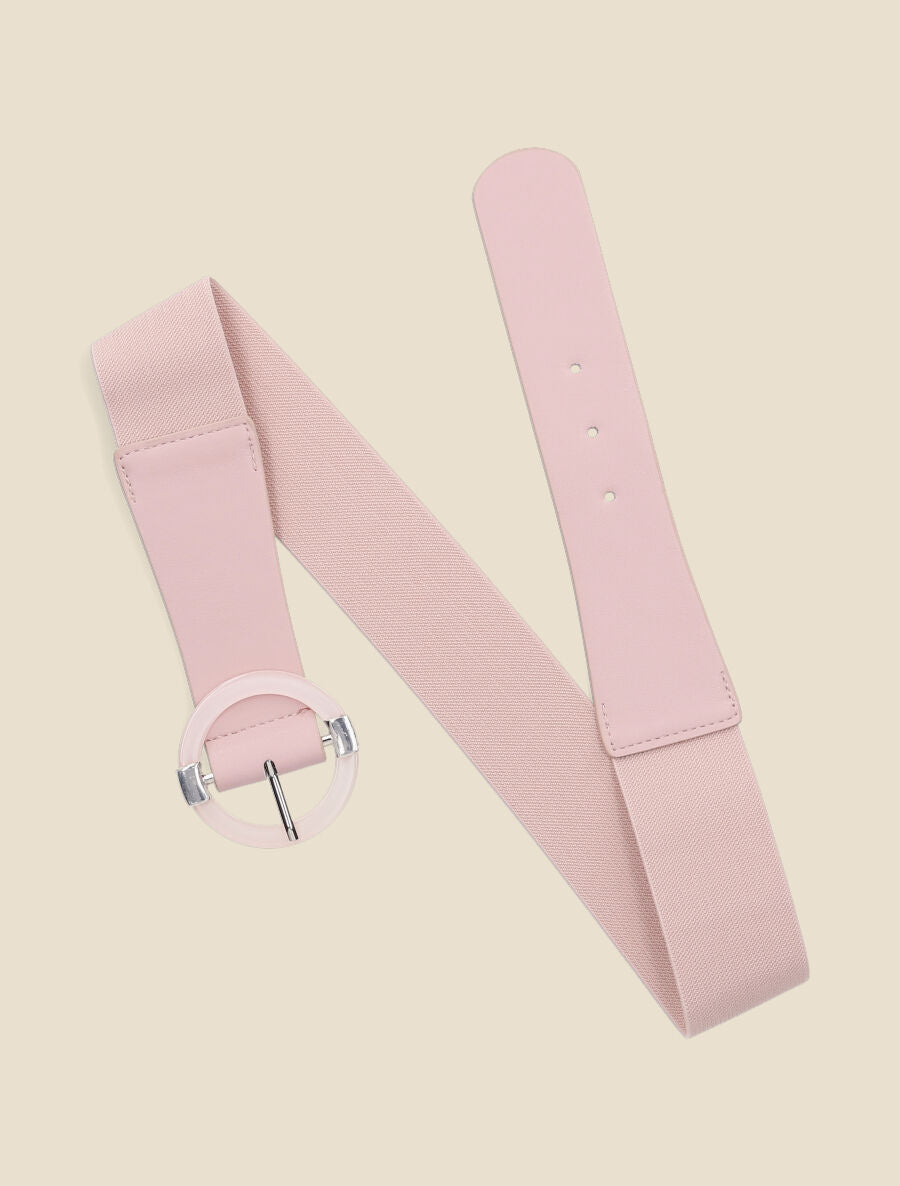 Ceinture élastiquée à boucle ronde - Rose - 1
