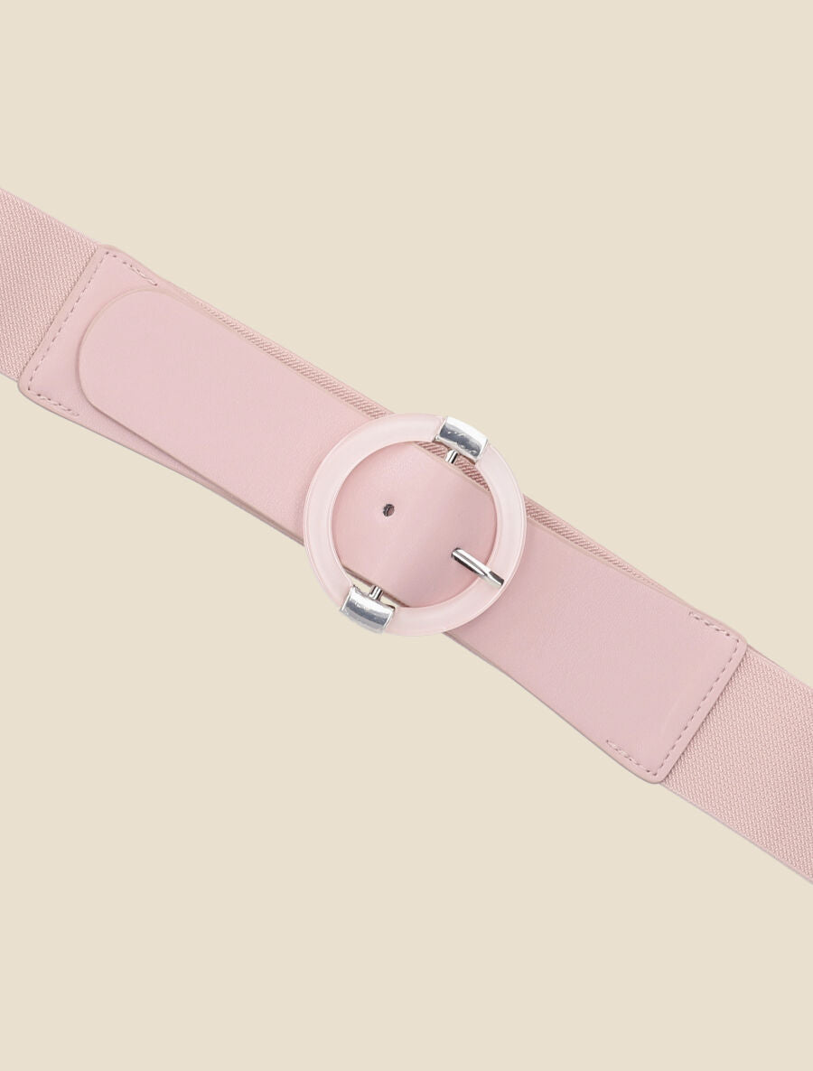 Ceinture élastiquée à boucle ronde - Rose - 2