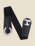 Ceinture bi-matière imprimé croco et boucle ronde - Noir - 1