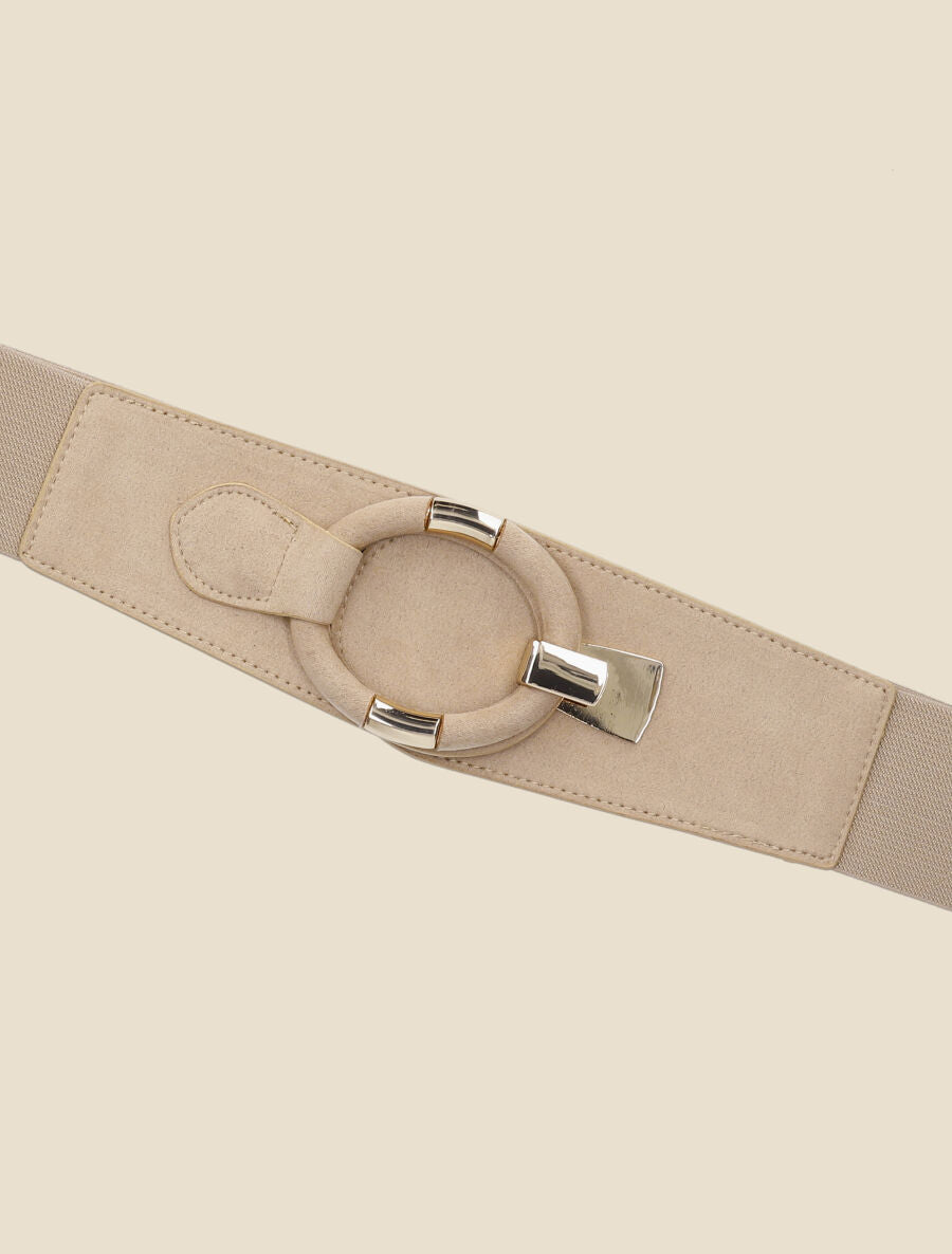 Ceinture en suédine à boucle ovale - Beige - 2
