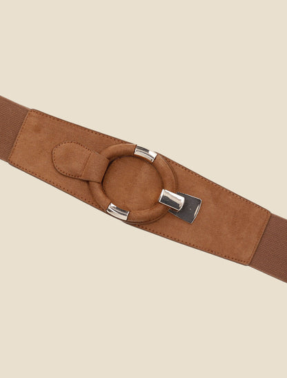 Ceinture en suédine à boucle ovale - Camel - 2