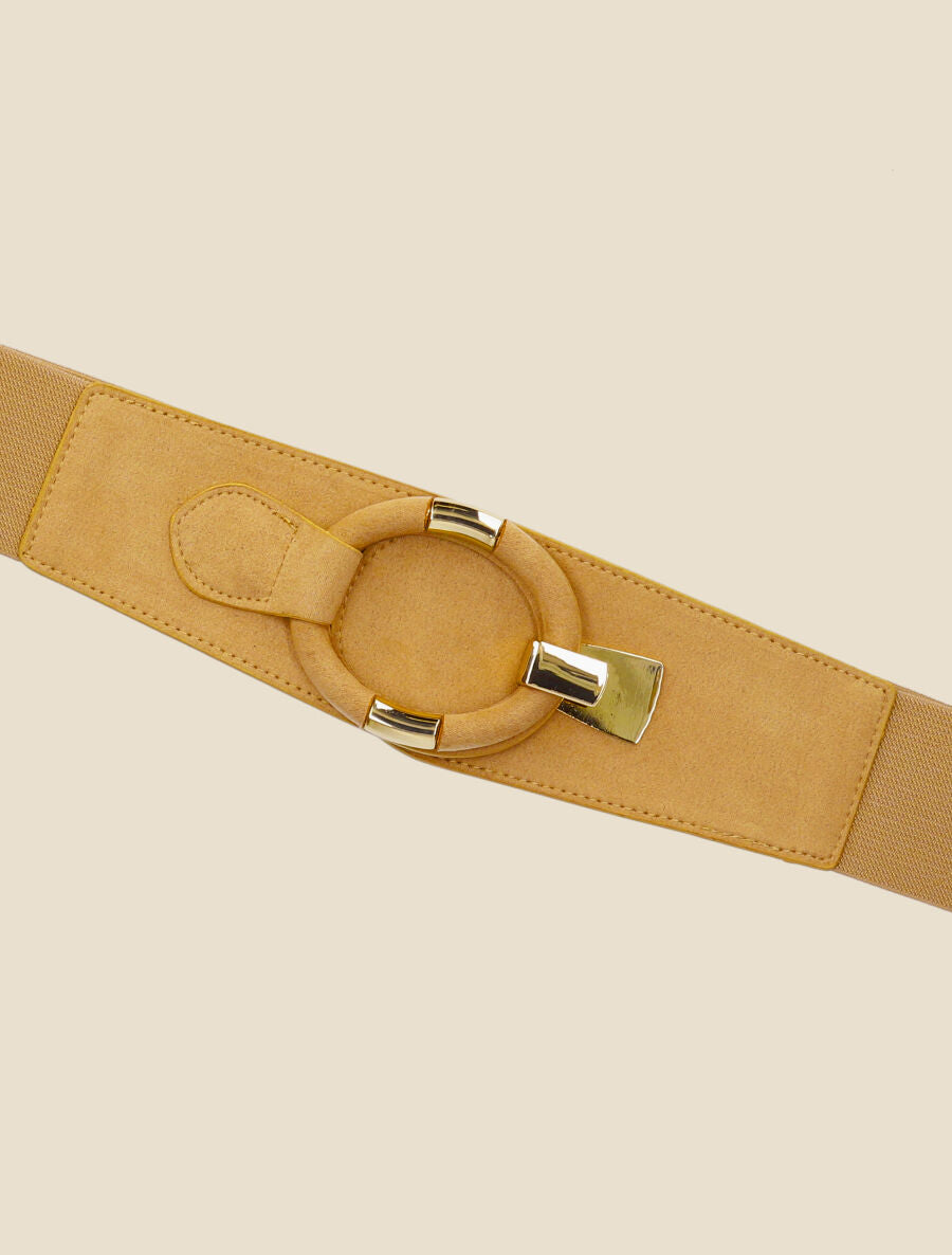 Ceinture en suédine à boucle ovale - Jaune - 2