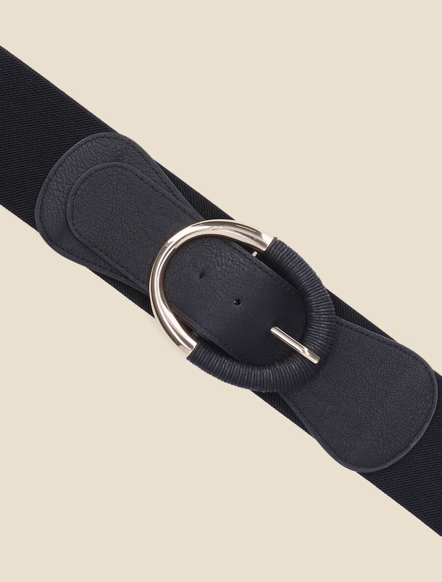 Ceinture élastiquée à boucle ovale - Noir - 2