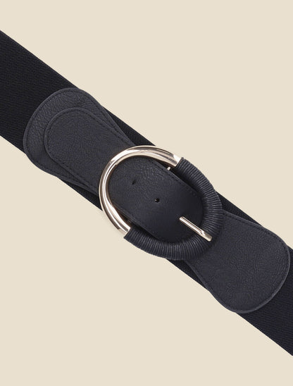 Ceinture élastiquée à boucle ovale - Noir - 2