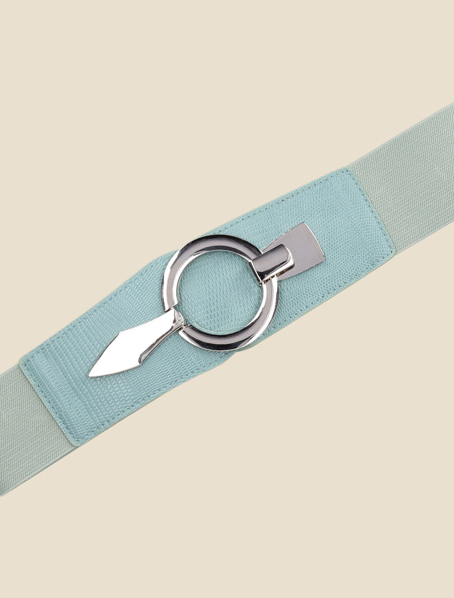 Ceinture élastiquée python à boucle ronde - Vert d&