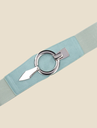 Ceinture élastiquée python à boucle ronde - Vert d&