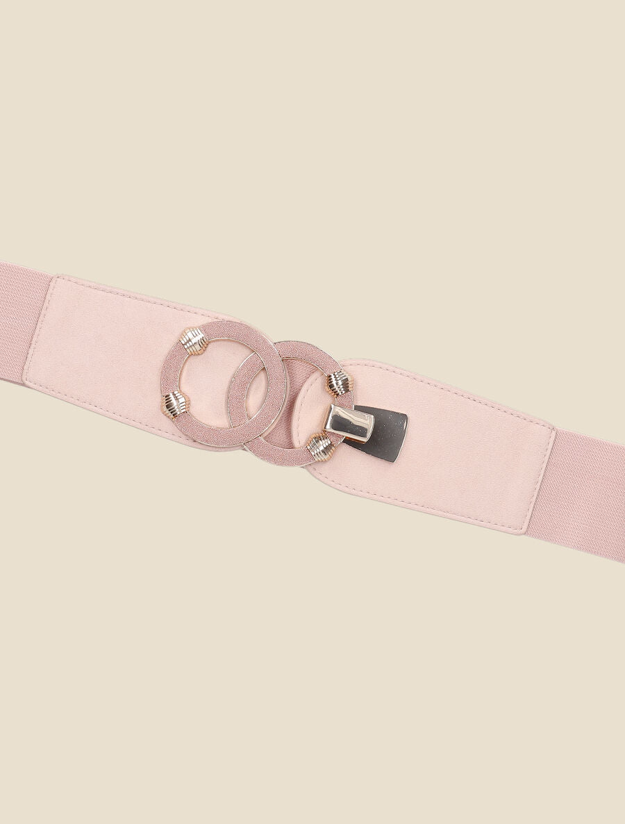 Ceinture élastiquée à double boucles - Rose - 2