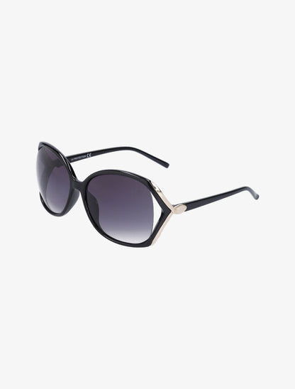 Lunettes de soleil ovales oversize - Noir/or - 1