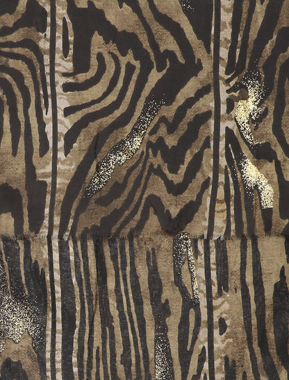 Foulard à imprimé zèbre stylisé et lamé - Taupe - 2