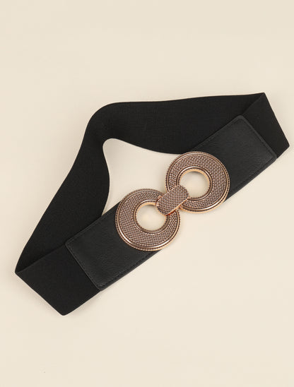 Ceinture à boucles rondes en métal texturé - Noir/dorée - 2