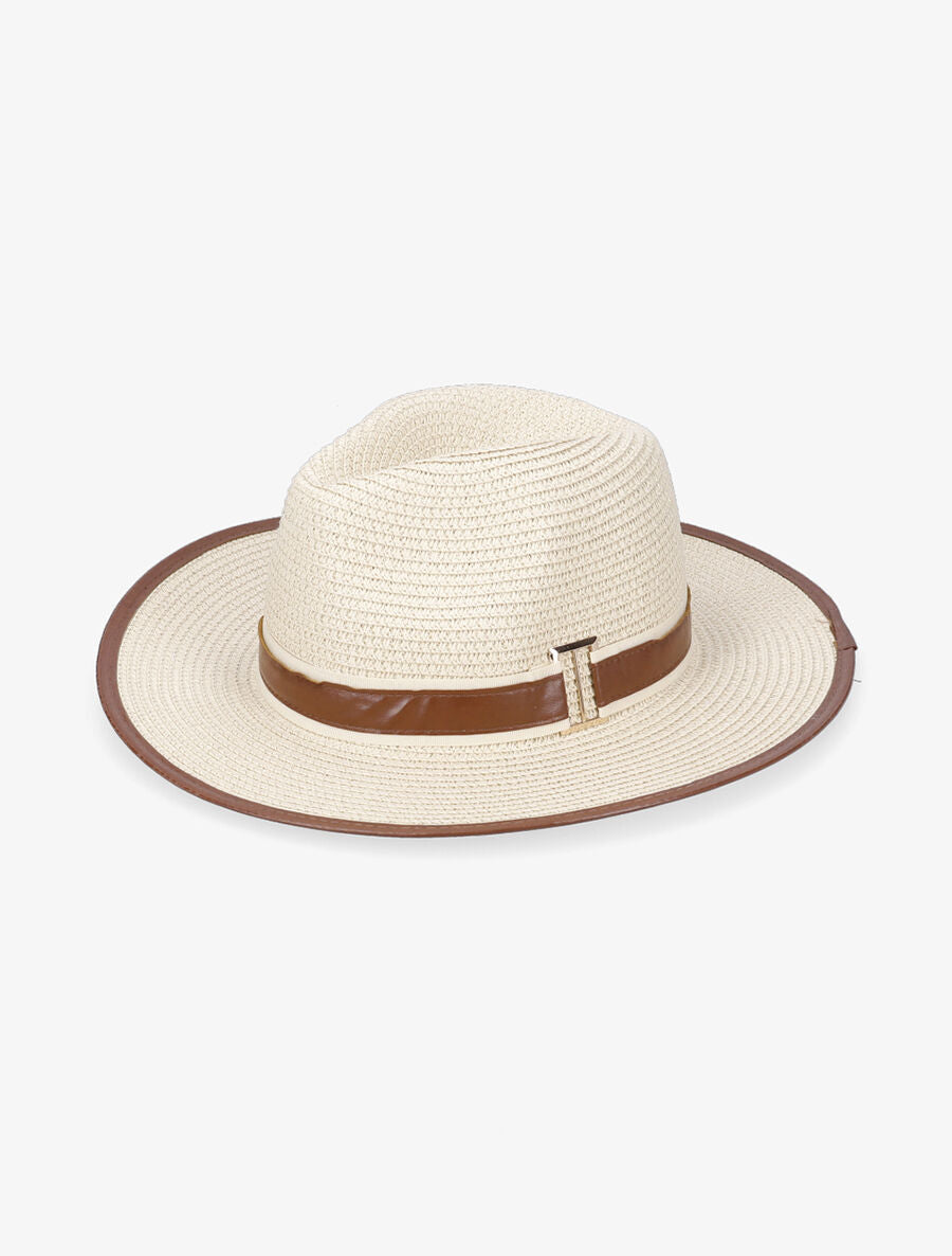 Panama à galon en simili - Beige - 1